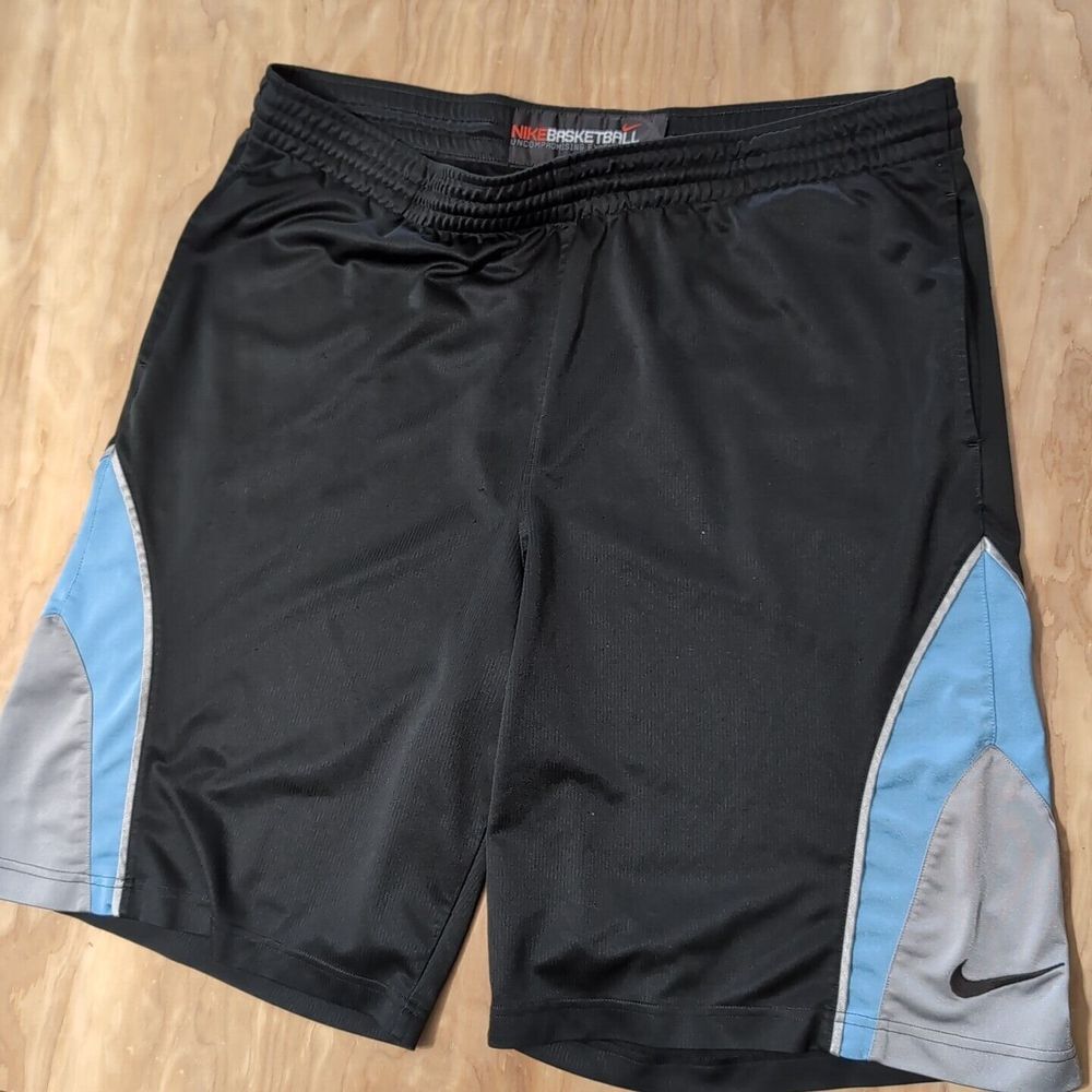 Vintage Men's NIKE Black Dazzle Basketball Shorts Size: XL Black Gray Blue 39x11